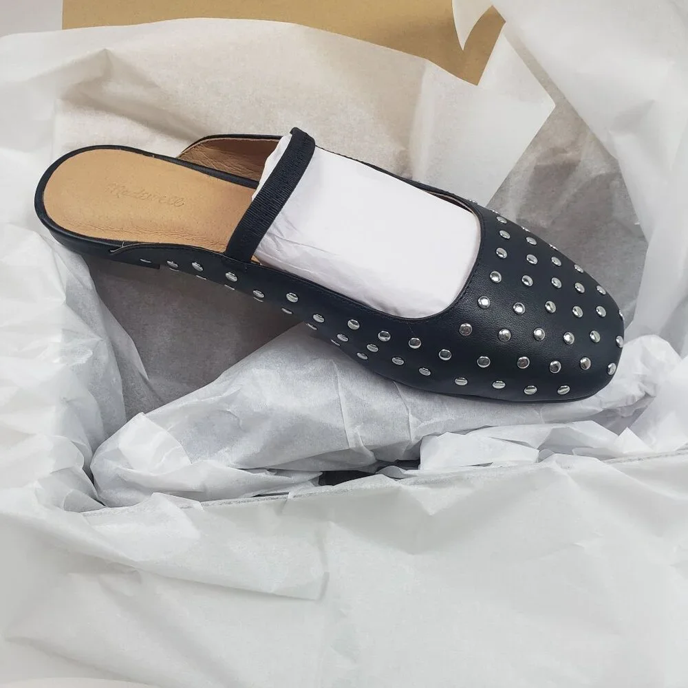 Madewell The Greta Ballet Flat Mule Women's Size 9M True Black Multi Stud Detail - Picture 16 of 16